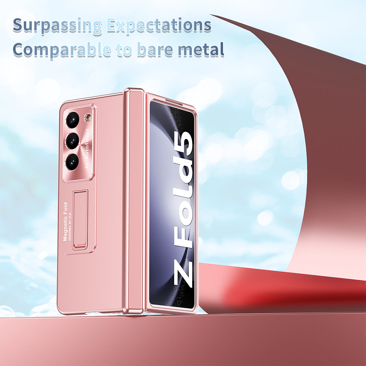 For Samsung Galaxy Z Fold5 5G Hinge Protection Phone Case Electroplating PC Phone Cover with Kickstand For Samsung Galaxy Z Fold5 5G Hinge Protection Phone Case Electroplating PC Phone Cover with Kickstand